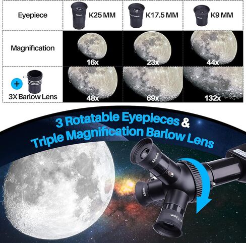 تلسكوب الانفكاسير الفلكي بفتحة 80 مم 400 مم للأطفال المبتدئين، 3 قطع تلسكوب محمول للسفر مع حامل ثلاثي متين ومحول للهاتف in Kuwait