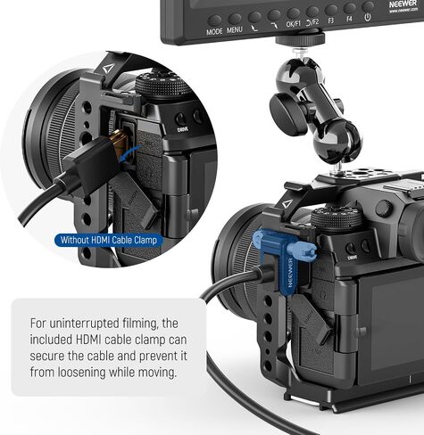 NEEWER X-H2/X-H2S Camera Cage Compatible with FUJIFILM X-H2/X-H2S, Aluminum Alloy Camera Rig with HDMI Cable Clamp/NATO Rails/Arca Type QR Base for Quick Switch Compatible with DJI Stabilizers, CA002 in Saudi Arabia