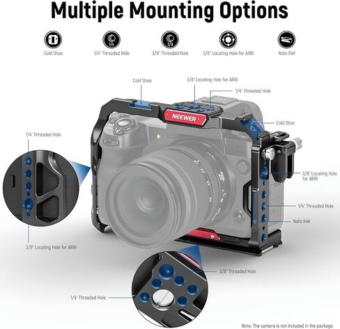 NEEWER X-H2/X-H2S Camera Cage Compatible with FUJIFILM X-H2/X-H2S, Aluminum Alloy Camera Rig with HDMI Cable Clamp/NATO Rails/Arca Type QR Base for Quick Switch Compatible with DJI Stabilizers, CA002 in Saudi Arabia