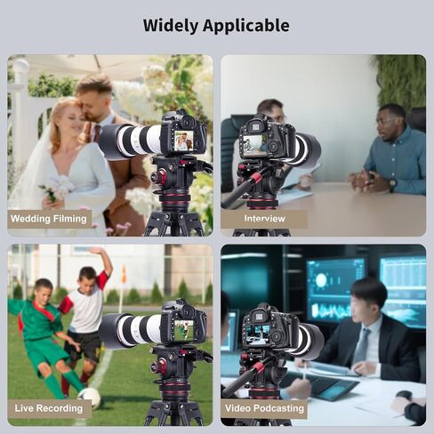 رأس سائل ثلاثي القوائم للفيديو من Avella Pro مع مقلاة قابلة للتعديل وتخميد إمالة، متوافق مع DJI RS Gimbals Manfrotto، لكاميرا Canon Nikon Sony Olympus Panasonic DSLR، أقصى تحميل 22 رطل/10 كجم، V515 in Kuwait