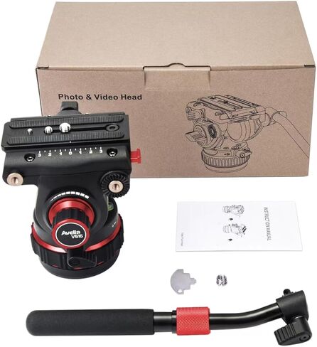 رأس سائل ثلاثي القوائم للفيديو من Avella Pro مع مقلاة قابلة للتعديل وتخميد إمالة، متوافق مع DJI RS Gimbals Manfrotto، لكاميرا Canon Nikon Sony Olympus Panasonic DSLR، أقصى تحميل 22 رطل/10 كجم، V515 in Kuwait