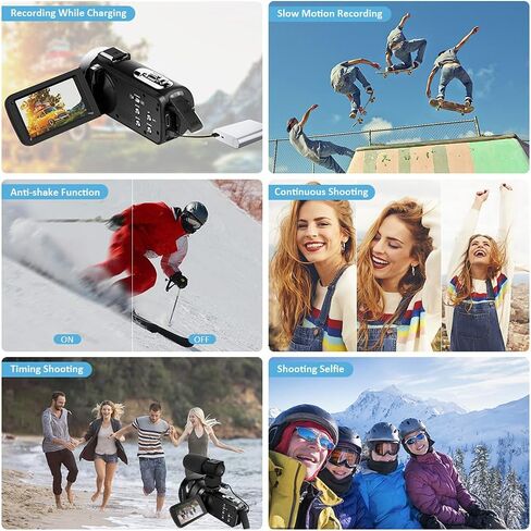 كاميرا فيديو 4K كاميرا فيديو فائقة الدقة 48 ميجابكسل 18X كاميرا فيديو زووم رقمية واي فاي الأشعة تحت الحمراء للرؤية الليلية كاميرا فيديو لليوتيوب 3.0 بوصة HD شاشة تعمل باللمس مع ميكروفون خارجي ومثبت وبطاريتين in Kuwait