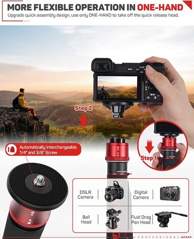 IFOOTAGE 71 بوصة Monopod للكاميرات وقاعدة مستديرة Monopod، Monopod تلسكوبي خفيف الوزن، Monopod كاميرا الألومنيوم المهنية، متوافق مع كاميرات Sony Nikon DSLR، Cobra 3 A180T/Cobra 2 in Kuwait