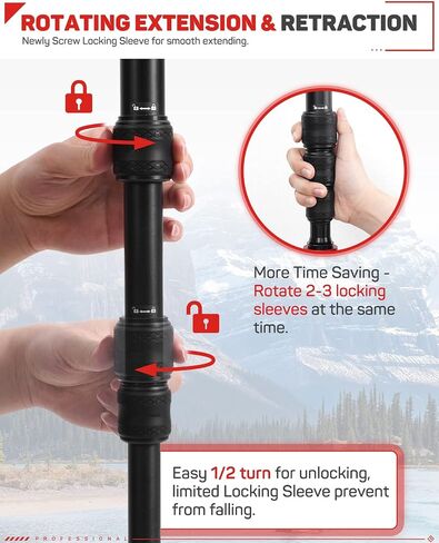 IFOOTAGE 71 بوصة Monopod للكاميرات وقاعدة مستديرة Monopod، Monopod تلسكوبي خفيف الوزن، Monopod كاميرا الألومنيوم المهنية، متوافق مع كاميرات Sony Nikon DSLR، Cobra 3 A180T/Cobra 2 in Kuwait