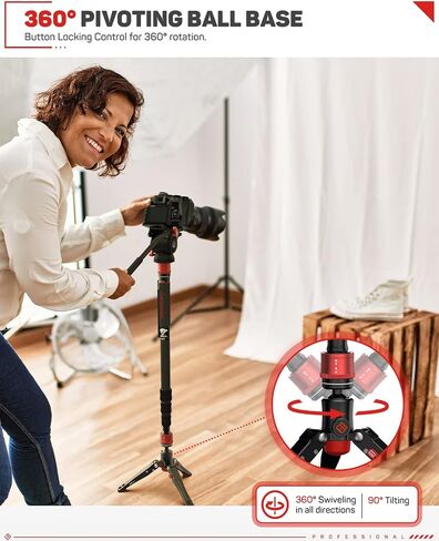 IFOOTAGE 71 بوصة Monopod للكاميرات وقاعدة مستديرة Monopod، Monopod تلسكوبي خفيف الوزن، Monopod كاميرا الألومنيوم المهنية، متوافق مع كاميرات Sony Nikon DSLR، Cobra 3 A180T/Cobra 2 in Kuwait