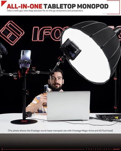 IFOOTAGE 71 بوصة Monopod للكاميرات وقاعدة مستديرة Monopod، Monopod تلسكوبي خفيف الوزن، Monopod كاميرا الألومنيوم المهنية، متوافق مع كاميرات Sony Nikon DSLR، Cobra 3 A180T/Cobra 2 in Kuwait