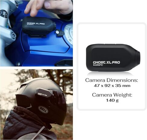 Drift Ghost XL Pro - كاميرا أكشن 4K، تثبيت الصورة، مقاومة للماء، عدسة قابلة للدوران، وضع Dashcam، بث مباشر، وضع الاستنساخ، عمر بطارية 7 ساعات عند 1080P وعمر بطارية 4.5 ساعة عند 4K (XL Pro) in Kuwait