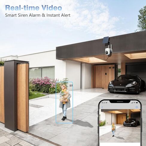 كاميرا Xega الشمسية الأمنية اللاسلكية في الهواء الطلق 4 حزم، تعمل بالبطارية PTZ 2.4 جيجا هرتز كاميرا أمان WiFi للمنزل مع أضواء كاشفة، كشف الحركة، صفارة الإنذار، إمالة عموم، رؤية ليلية، محادثة ثنائية الاتجاه، تخزين SD/سحابي in Kuwait