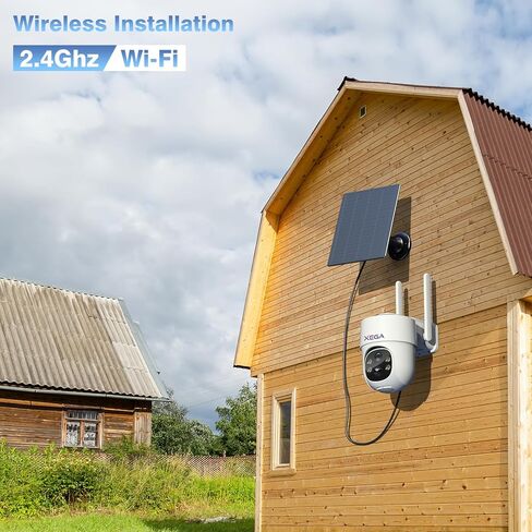 كاميرا Xega الشمسية الأمنية اللاسلكية في الهواء الطلق 4 حزم، تعمل بالبطارية PTZ 2.4 جيجا هرتز كاميرا أمان WiFi للمنزل مع أضواء كاشفة، كشف الحركة، صفارة الإنذار، إمالة عموم، رؤية ليلية، محادثة ثنائية الاتجاه، تخزين SD/سحابي in Kuwait