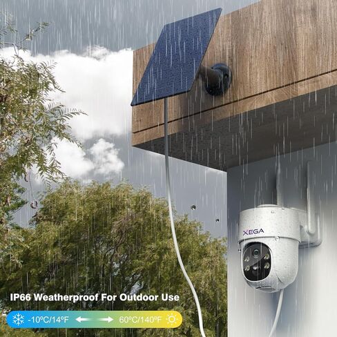 كاميرا Xega الشمسية الأمنية اللاسلكية في الهواء الطلق 4 حزم، تعمل بالبطارية PTZ 2.4 جيجا هرتز كاميرا أمان WiFi للمنزل مع أضواء كاشفة، كشف الحركة، صفارة الإنذار، إمالة عموم، رؤية ليلية، محادثة ثنائية الاتجاه، تخزين SD/سحابي in Kuwait