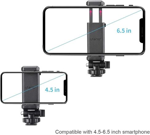 ULANZI ST-06 Universal Phone Tripod Mount with Cold Shoe, Rotates and Adjustable Clamp Holder Smartphone Clip Adapter for iPhone in Saudi Arabia