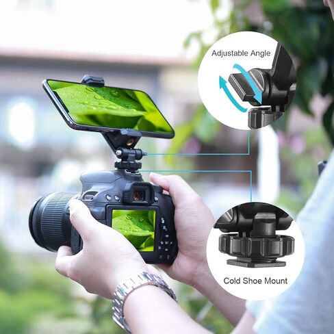 ULANZI ST-06 Universal Phone Tripod Mount with Cold Shoe, Rotates and Adjustable Clamp Holder Smartphone Clip Adapter for iPhone in Saudi Arabia