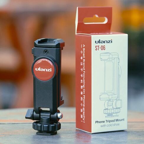 ULANZI ST-06 Universal Phone Tripod Mount with Cold Shoe, Rotates and Adjustable Clamp Holder Smartphone Clip Adapter for iPhone in Saudi Arabia