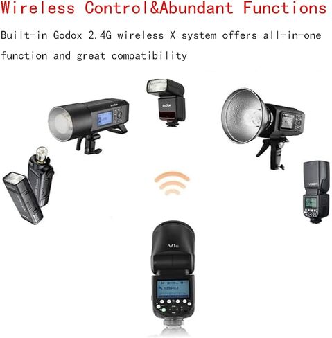 فلاش كاميرا Godox V1 V1-C V1C مستدير الرأس ومشغل Godox XProII-C لكاميرا Canon، 76Ws 2.4G TTL1/8000 HSS، 480 لقطة طاقة كاملة، وقت إعادة التدوير 1.5 ثانية، بطارية ليثيوم أيون 2600 مللي أمبير في الساعة، 10 مستويات مصباح LED للنمذجة in Kuwait