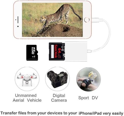 عارض كاميرا KJK Trail، عارض بطاقة SD للتوصيل والتشغيل للصيادين لعرض الصور ومقاطع الفيديو من كاميرا الألعاب لجهاز iPhone، نقل الصور ومقاطع الفيديو بسرعة التوصيل والتشغيل in Kuwait