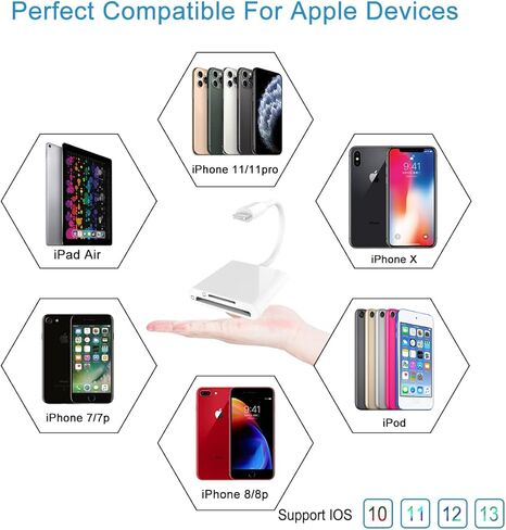 عارض كاميرا KJK Trail، عارض بطاقة SD للتوصيل والتشغيل للصيادين لعرض الصور ومقاطع الفيديو من كاميرا الألعاب لجهاز iPhone، نقل الصور ومقاطع الفيديو بسرعة التوصيل والتشغيل in Kuwait