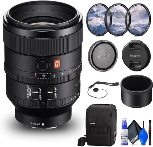 Sony FE 100mm f/2.8 STF GM OSS Lens (SEL100F28GM) + Filter Kit + Cap Keeper + Cleaning Kit (Renewed) in Saudi Arabia