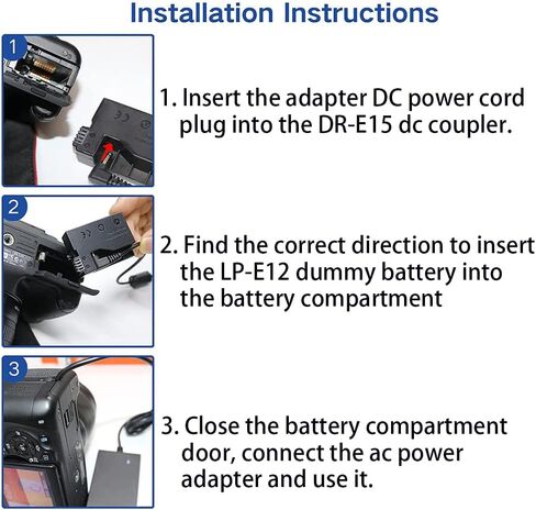 طقم وصلة تيار متردد HY1C ACK-E15 DR-E15 DC لكاميرات Canon EOS Rebel SL1، EOS 100D، Kiss X7، PowerShot SX70HS. in Kuwait
