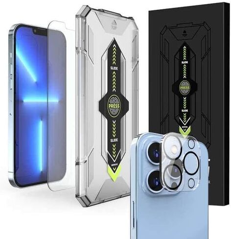 PHONEBEAST 2 Pack Screen Protector for iPhone 14 Pro Max [6.7 inch] Display with 2 Pack Tempered Glass Camera Lens Protector-[9H Hardness]-with EASY INSTALL KIT-HD Case Friendly in Saudi Arabia