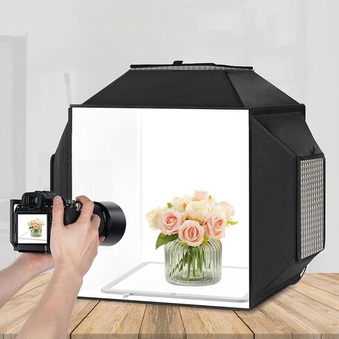 صندوق صور محمول مطور مقاس 16 بوصة × 16 بوصة من Selens + ضوء تصوير LED سفلي بدون ظل مقاس 11.5 بوصة × 11.5 بوصة in Kuwait