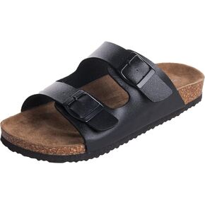 WTW Men's Arizona Cork Footbed Sandals - Slip on Beach Slide Slipper Shoes with Adjustable Metal Buckle Strap for Men, Causal Style