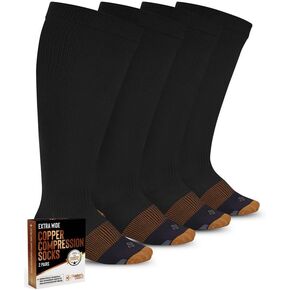 جوارب ضغط نحاسية مقاس كبير من Doctor's Select عريضة الساق - زوجان | يصل إلى 6XL | 20-30 ملم زئبق | أسود | جوارب ضغط للنساء واسعة الساق | جوارب ضغط واسعة جدًا للنساء