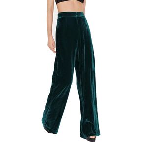 ODIZLI Velvet Pants for Women Fall Winter High Waist Wide Straight Leg Trousers Casual Baggy Pants