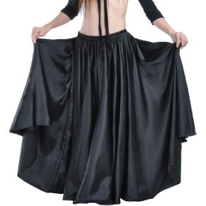 Adult 38" Satin Full Circle Swing Long Dance Skirt for Halloween Belly Dance Church Performance