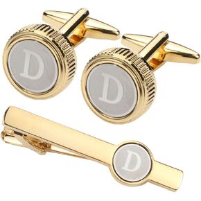 GWD Mens Cufflinks Tie clips set Set Shirt Classic Initials Alphabet A-Z Gift Box in Kuwait