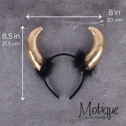 Motique Accessories Gold Horn Headband Black Fur Devil Horns Headband Men Women and Kids in Saudi Arabia