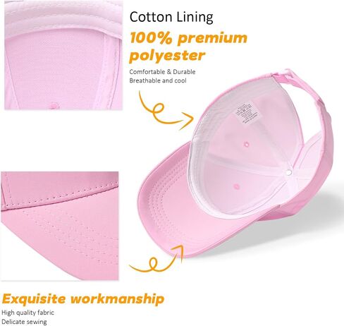 Kids Baseball Hat Visor, Little Girl Sun Protection Hat Ponytail Hole Sun Hat Cotton hat,Beach Sun Hat for Children in Kuwait