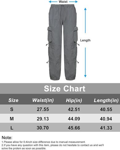 سروال باراشوت من OERPPTA للنساء، سروال فضفاض مكشكش بخصر مطاطي للنساء، بنطلون Jogger Y2K بجيوب in Kuwait