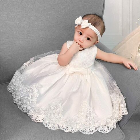 0-6T Toddler Baby Girl Embroidered Tutu Ball Gown Lace Dresses with Headwear in Kuwait