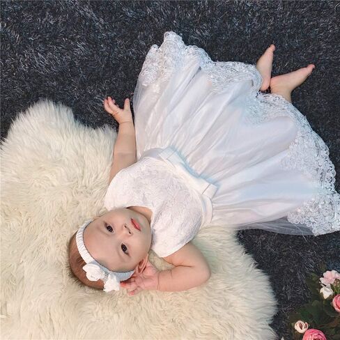 0-6T Toddler Baby Girl Embroidered Tutu Ball Gown Lace Dresses with Headwear in Kuwait