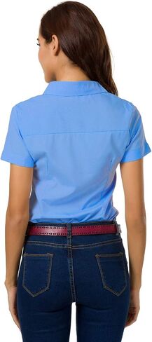 JMSHIHUA Womens Short Sleeve Button Down Shirts Official Collar Blouse Basic Simple Dress Shirt in Kuwait