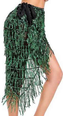 المرأة الترتر الرقص الشرقي وشاح الورك مع تنورة هامش الرقص الهذيان زي الهالوين in Kuwait