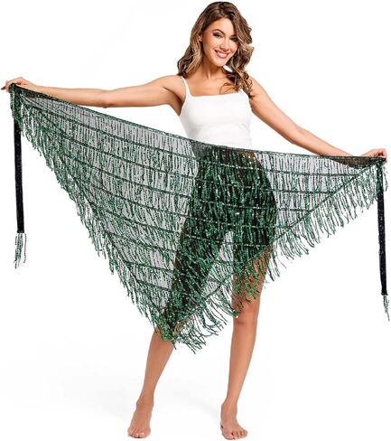 المرأة الترتر الرقص الشرقي وشاح الورك مع تنورة هامش الرقص الهذيان زي الهالوين in Kuwait