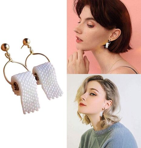 المرأة مضحك ورق التواليت لفة الأقراط الجدة شخصية قلادة قطرة استرخى الأقراط السيدات الفتيات سحر المجوهرات هدية in Kuwait