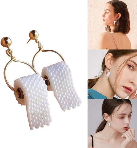 المرأة مضحك ورق التواليت لفة الأقراط الجدة شخصية قلادة قطرة استرخى الأقراط السيدات الفتيات سحر المجوهرات هدية in Kuwait