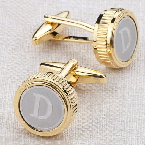 GWD Mens Cufflinks Tie clips set Set Shirt Classic Initials Alphabet A-Z Gift Box in Kuwait