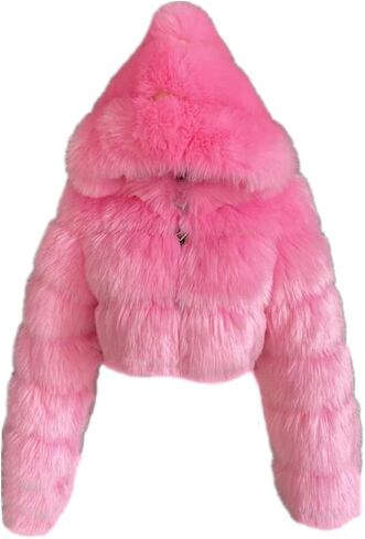 معطف نسائي فاخر بأكمام طويلة من الفرو الصناعي من Colf مع معطف شتوي دافئ بغطاء للرأس ومعاطف فرو وسترات نسائية in Kuwait