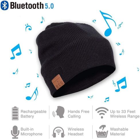 Bluetooth Beanie Hat for Men Women, Wireless Music Beanie Hats with Gloves and Built-in Stereo Speakers & Mic, Slouchy Warm Knitted Winter Beanie for Teens Outdoor Sports Skiing Jogging in Kuwait