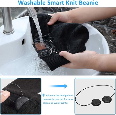 Bluetooth Beanie Hat for Men Women, Wireless Music Beanie Hats with Gloves and Built-in Stereo Speakers & Mic, Slouchy Warm Knitted Winter Beanie for Teens Outdoor Sports Skiing Jogging in Kuwait