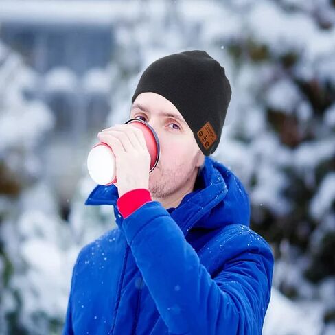 Bluetooth Beanie Hat for Men Women, Wireless Music Beanie Hats with Gloves and Built-in Stereo Speakers & Mic, Slouchy Warm Knitted Winter Beanie for Teens Outdoor Sports Skiing Jogging in Kuwait