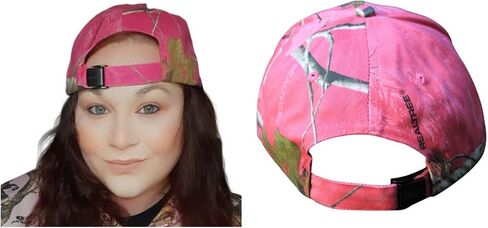 Real Tree Hot Pink Camo Cap Hat Visor, Ladies Fit, Structured, Wicking, Flex-Strap for Ponytail Hole, Reeltree Country Hunting Fashion Cap Hat in Kuwait