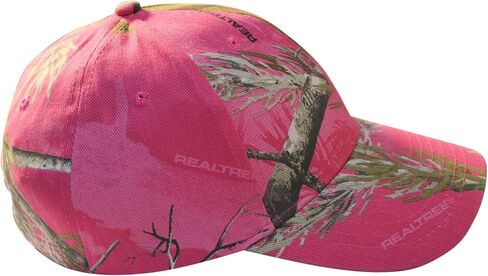 Real Tree Hot Pink Camo Cap Hat Visor, Ladies Fit, Structured, Wicking, Flex-Strap for Ponytail Hole, Reeltree Country Hunting Fashion Cap Hat in Kuwait