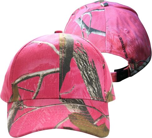 Real Tree Hot Pink Camo Cap Hat Visor, Ladies Fit, Structured, Wicking, Flex-Strap for Ponytail Hole, Reeltree Country Hunting Fashion Cap Hat in Kuwait