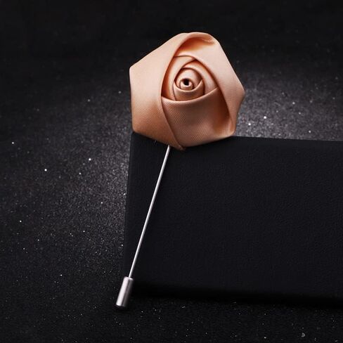 Sanrich Rose Boutonniere الرجال التلبيب دبابيس زهرة الساتان 12 حزمة العريس الزفاف العروة البدلة بروش الزي الملحقات in Kuwait