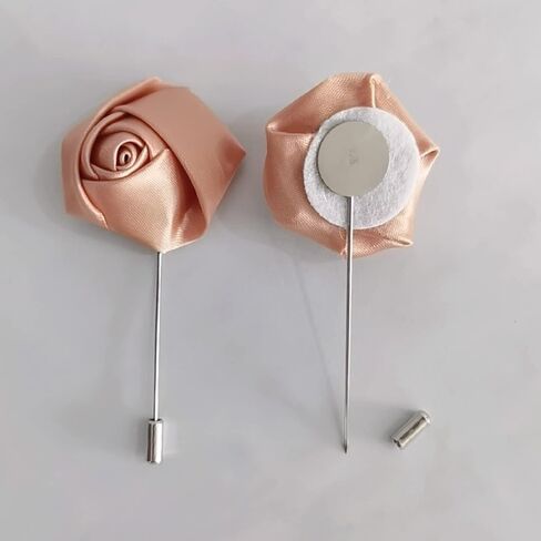 Sanrich Rose Boutonniere الرجال التلبيب دبابيس زهرة الساتان 12 حزمة العريس الزفاف العروة البدلة بروش الزي الملحقات in Kuwait