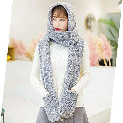 Super Soft Fleece Women’s Hooded Scarf & Hat W/Glove Pockets By Bioterti in Kuwait